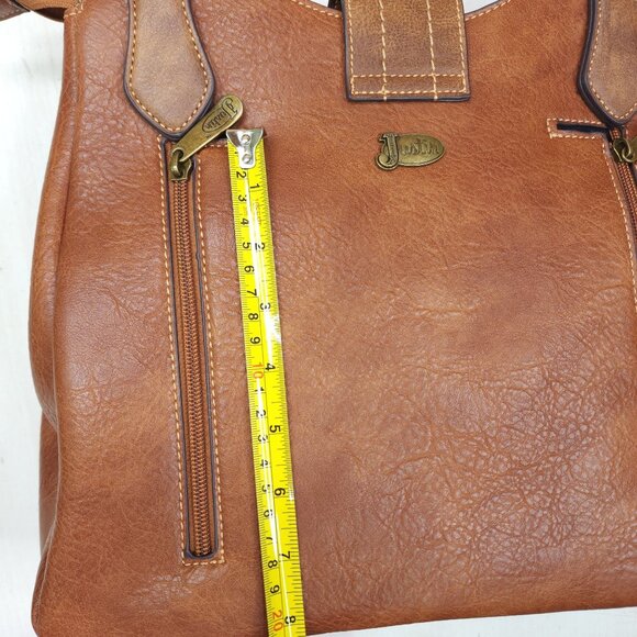 Justin Brown Concealed Carry Handbag With Dual Zippered Pockets Magnet Closure - Picture 9 of 16